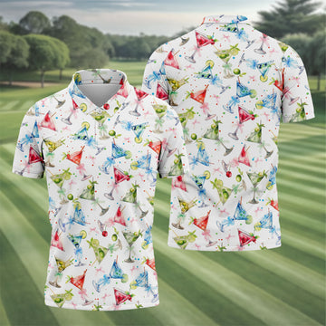 Coquette Martini Cinco De Mayo Celebration Golf Tops For Men, Summer Theme Polo Shirts For Men