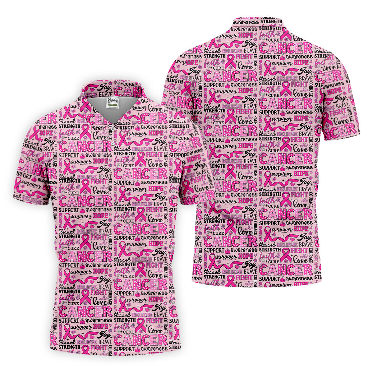 Pink Ribbon Breast Cancer Awareness Shirt, Hawaiian Golf Shirts, Golf Shirts For Men, Golfing Apparel