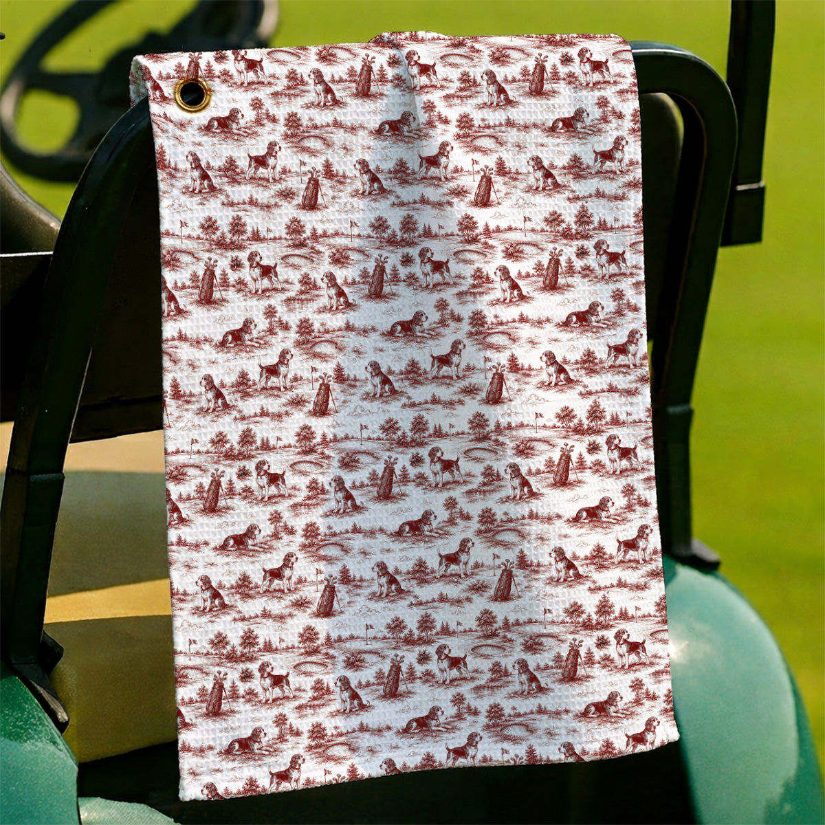 Beagle Toile De Jouy Golf Towel, Vintage Dog Pattern Golf Towels, Beagle Lover Golf Gift