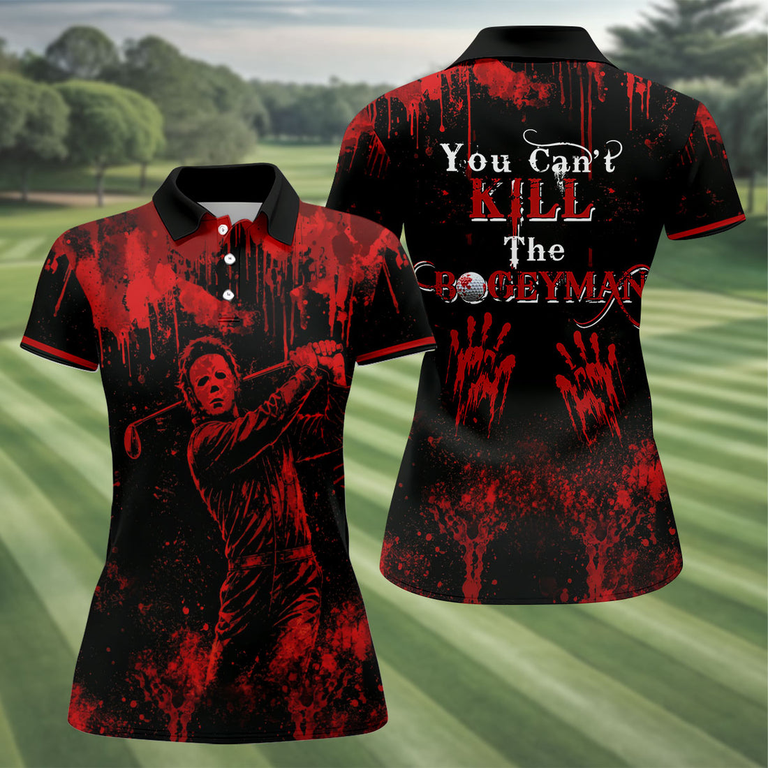 You Cant Kill The Bogeyman Horror Character Polo Shirt, Halloween Shirt, Women's Golf Polo