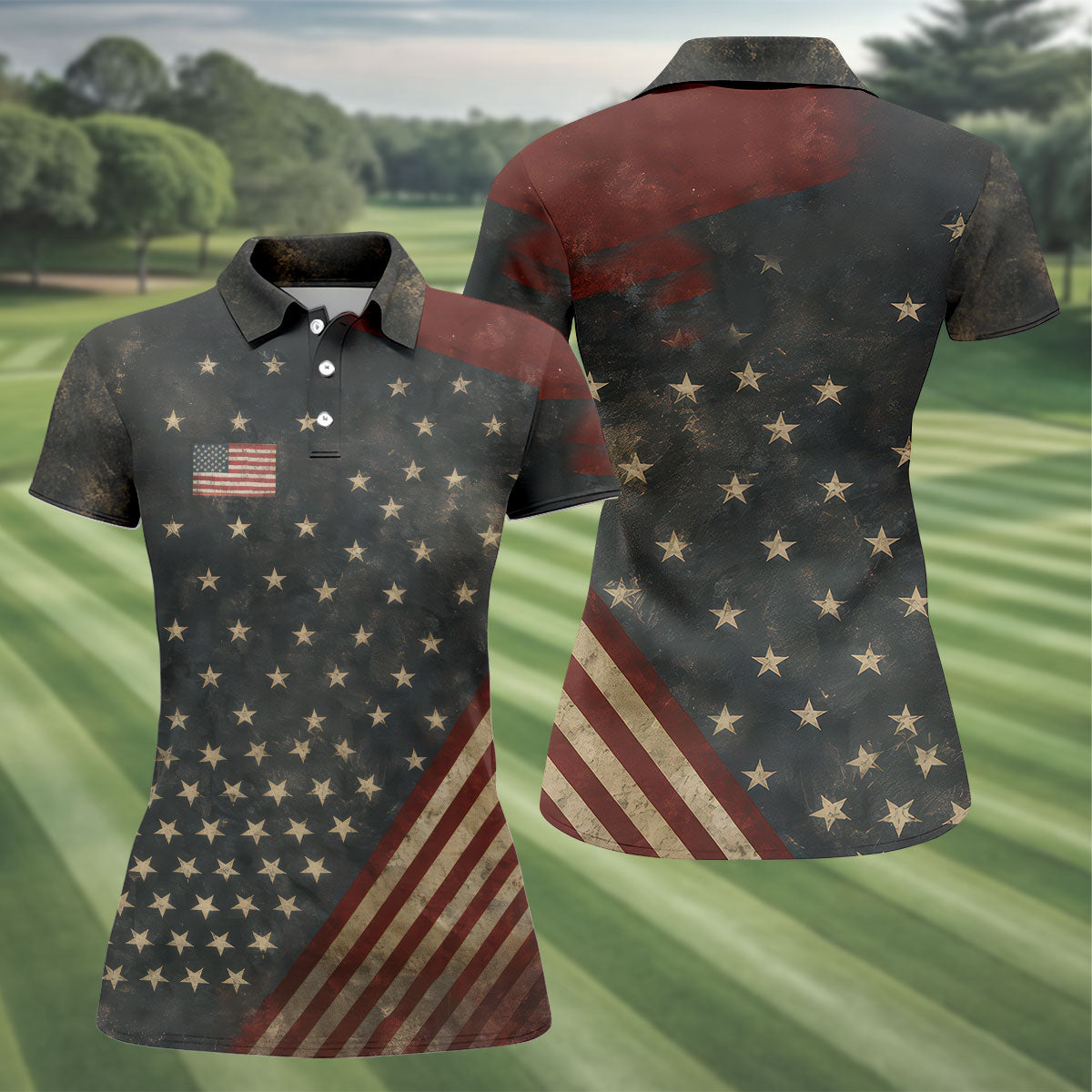1776 Independence Day Stars Stripes Polo Golf Shirt, Patriotic Golf Shirt, Golf Shirts For Women
