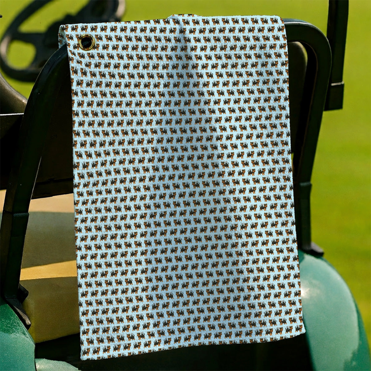 Yorkie Golf Pattern Golf Towels, Yorkshire Terrier Golf Towel, Golf Gift For Golfer