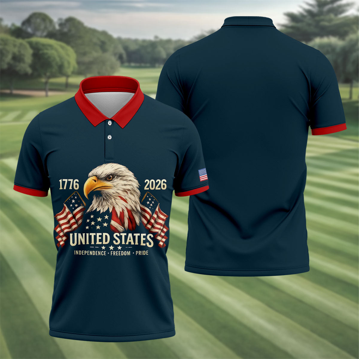 America 250 Men's USA 1776-2026 4th Of July Golf Shirt, Patriotic Golf Shirt, Golf Shirts For Men