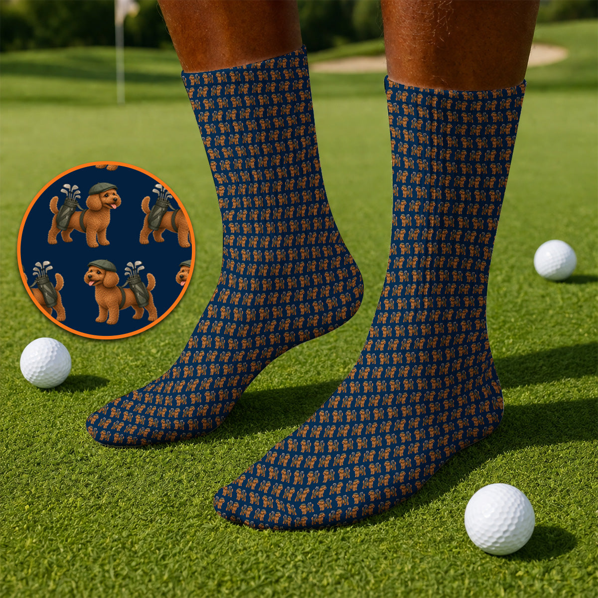 Funny Dog Pattern Golf Sock, Poodle Golf Socks, Golf Gift For Golfer