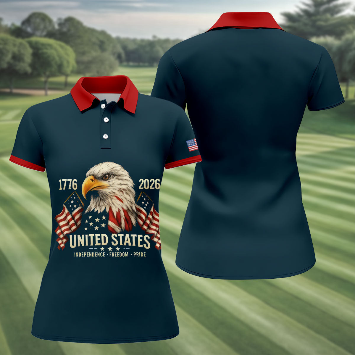 America Flag 250th 1776-2026 4th Of July Golf Shirt, Patriotic Golf Shirt, Golf Shirts For Women