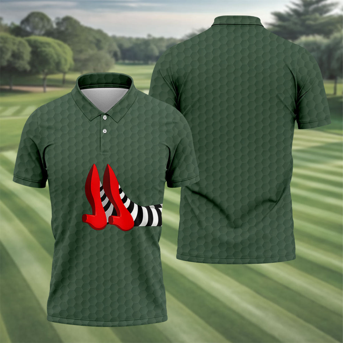 Halloween Witch Legs Golf Polo Shirt, Golf Polo Shirts For Men, Printed Golf Shirts