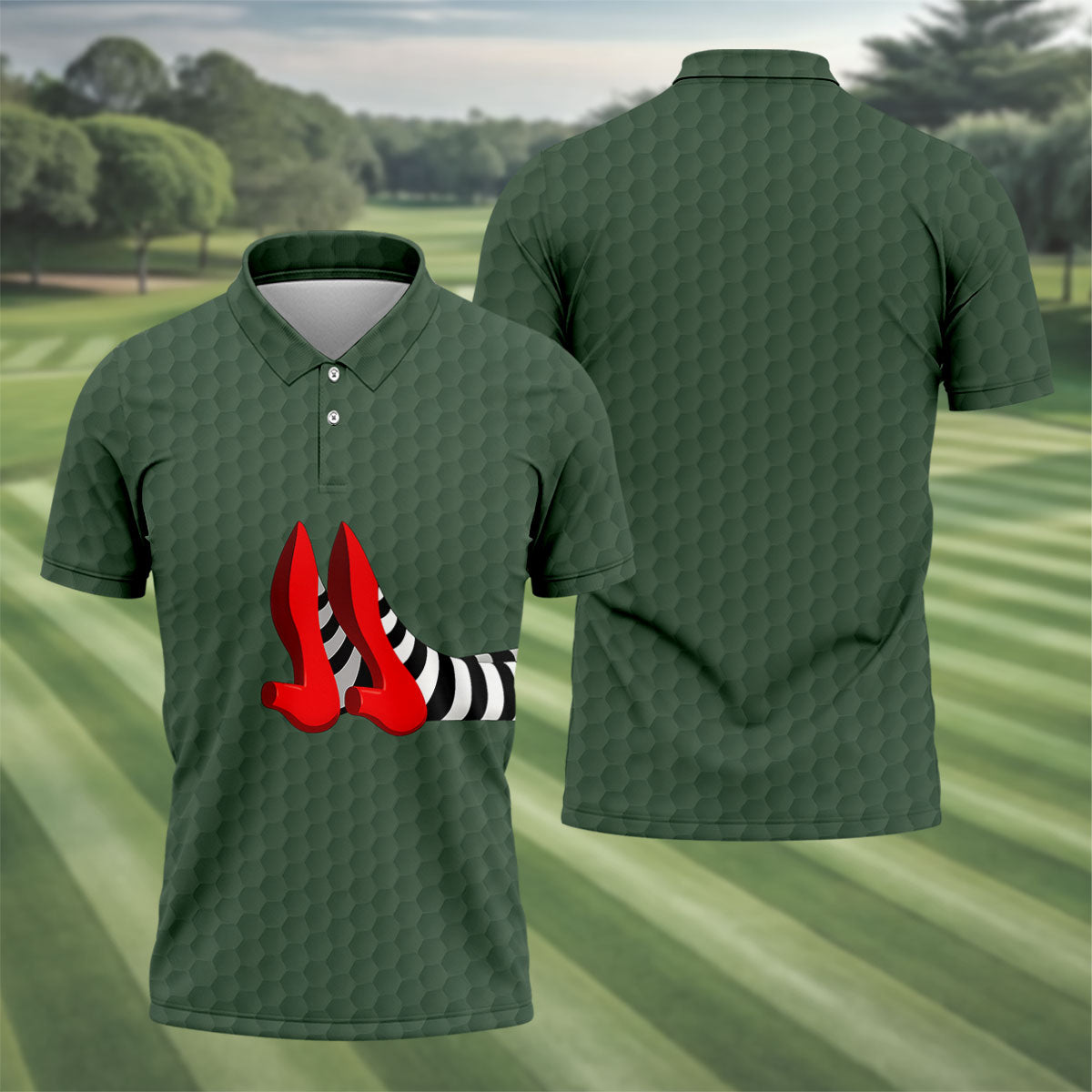 Halloween Witch Legs Golf Polo Shirt, Golf Polo Shirts For Men, Printed Golf Shirts
