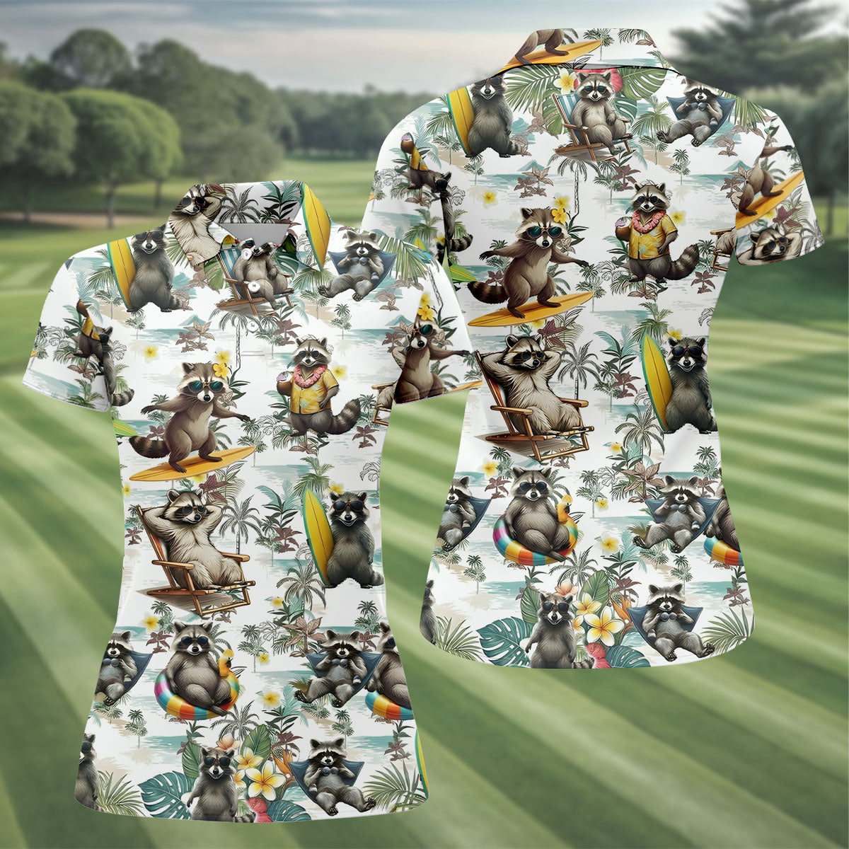 Raccoon Beach Vacation Hawaiian Shirt, Hawaiian Shirt For Women, Tropical Button Up Shirt