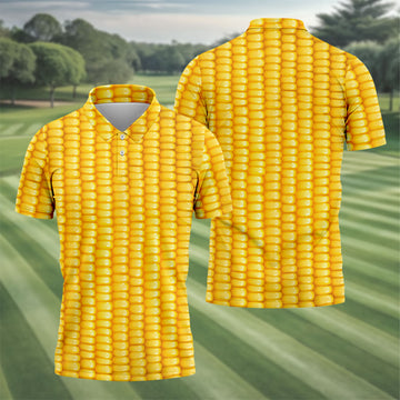 Realistic Sweet Corn Cob Print Design Hawaiian Golf Shirt, Golf Shirts For Men, Polo Shirts For Men