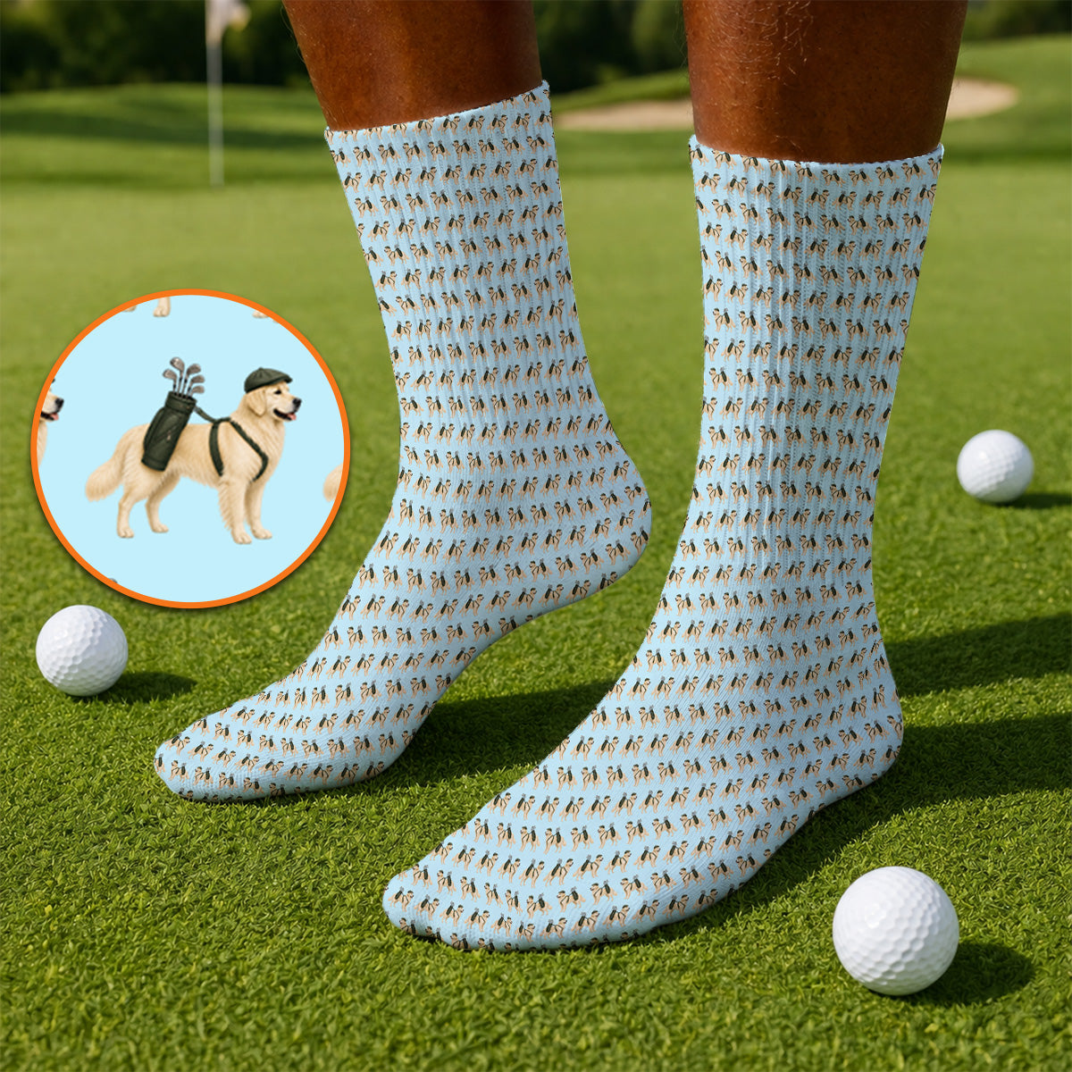Golden Retriever Golf Sock, Funny Pattern Golf Socks, Golden Retriever Dad Gift