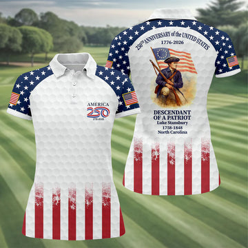 250 Years Of America Tropical Vibe Vintage Golf Polo Shirt, Patriotic 4th Of July Golf Shirt For Women (Copy)