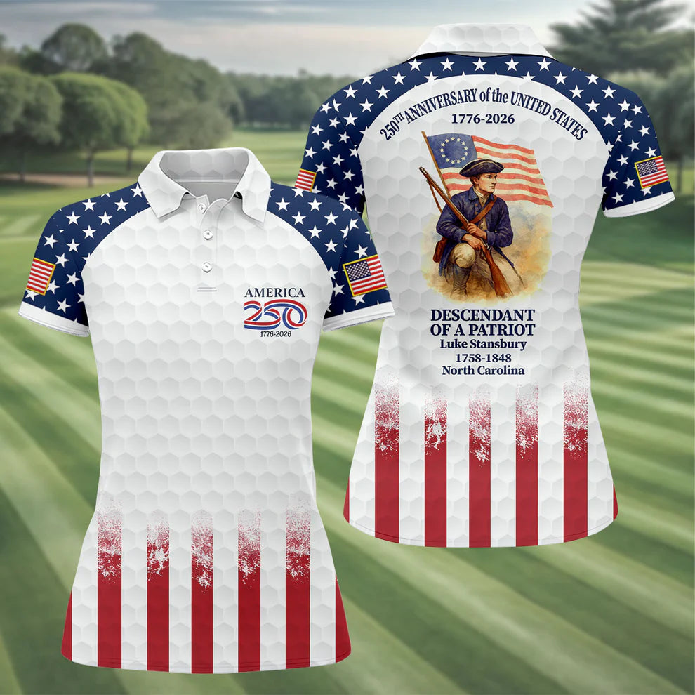 250 Years Of America Tropical Vibe Vintage Golf Polo Shirt, Patriotic 4th Of July Golf Shirt For Women (Copy)