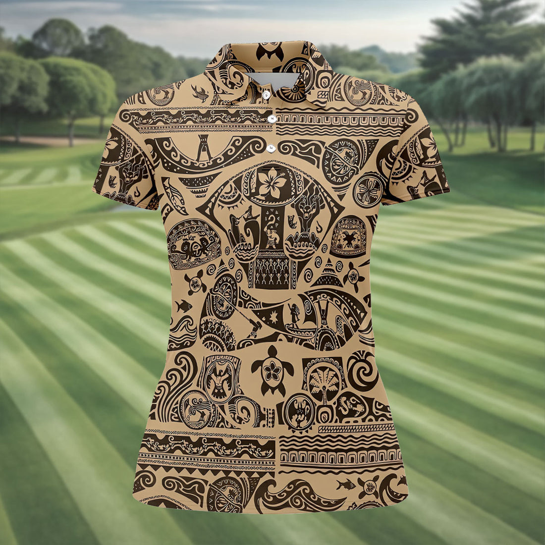 Polynesian Tribal Hawaiian Golf Shirt, Golf Shirts For Women, Women's Golf Apparel