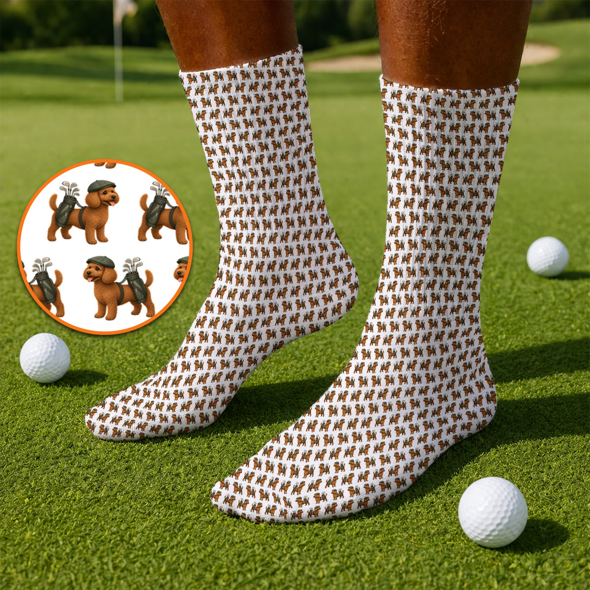 Funny Dog Pattern Golf Sock, Poodle Golf Socks, Golf Gift For Golfer