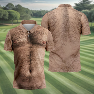 Funny Hairy Chest Golf Shirt, Men's Funny Golf Shirts, Beer Belly Gag Gift For Dad, Polo Shirts For Men