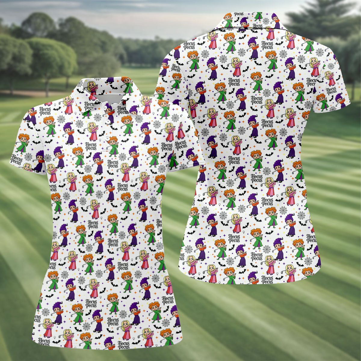 Hocus Pocus Horror Character Polo Shirt, Halloween Tops For Women, Women's Golf Polo