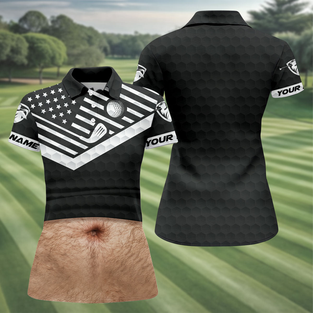 Personalized Hairy Beer Belly Golf Polo Shirt, Women's Golf Polo, Ladies Golf Top