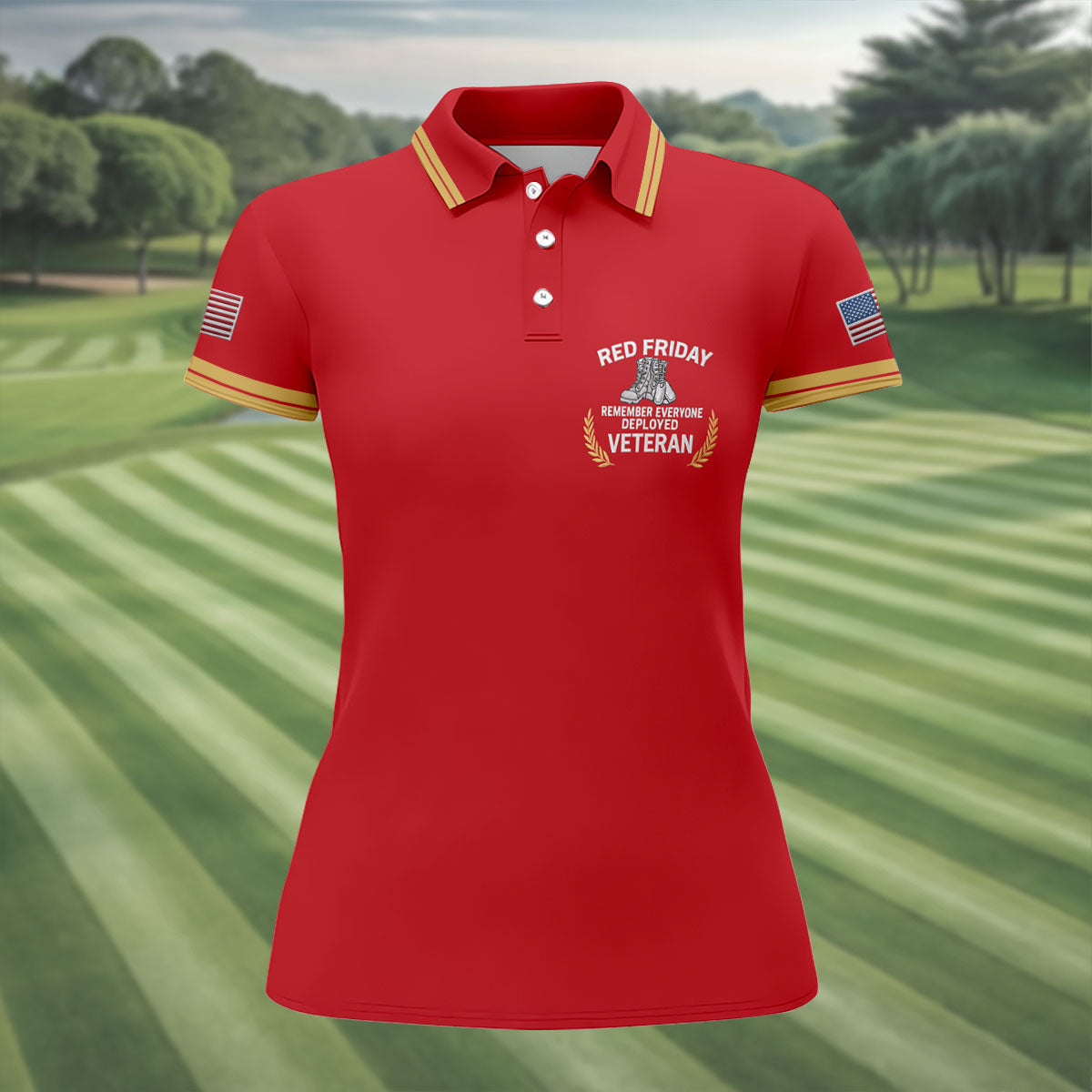 Red Friday Veteran Memorial Patriotic 4th Of July Golf Shirt, 250 Years Women's Golf Tops