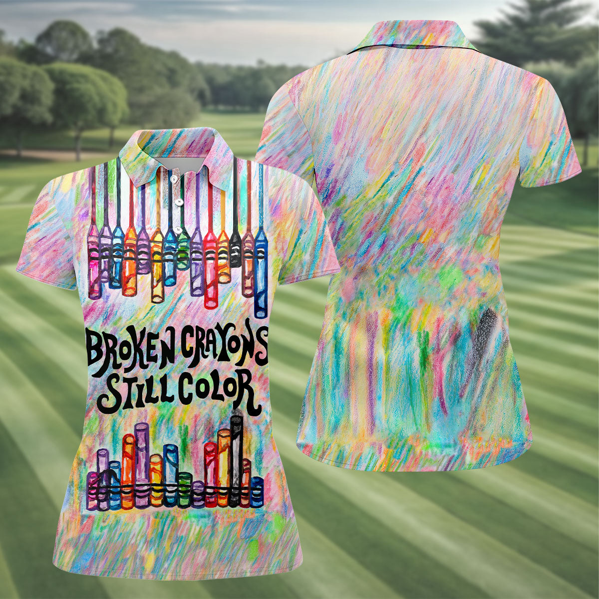 Broken Crayons Still Color Suicide Awareness Golf Polo Shirt, Women's Golf Polo