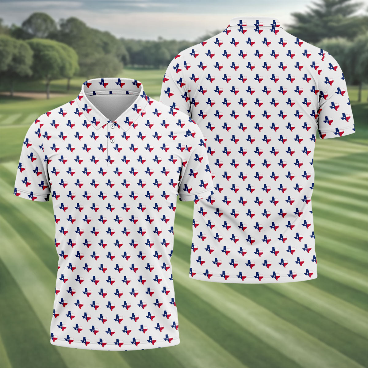 Texas Flag State Pattern Golf Polo Shirt, Men's Golf Shirt, Hawaiian Golf Shirt
