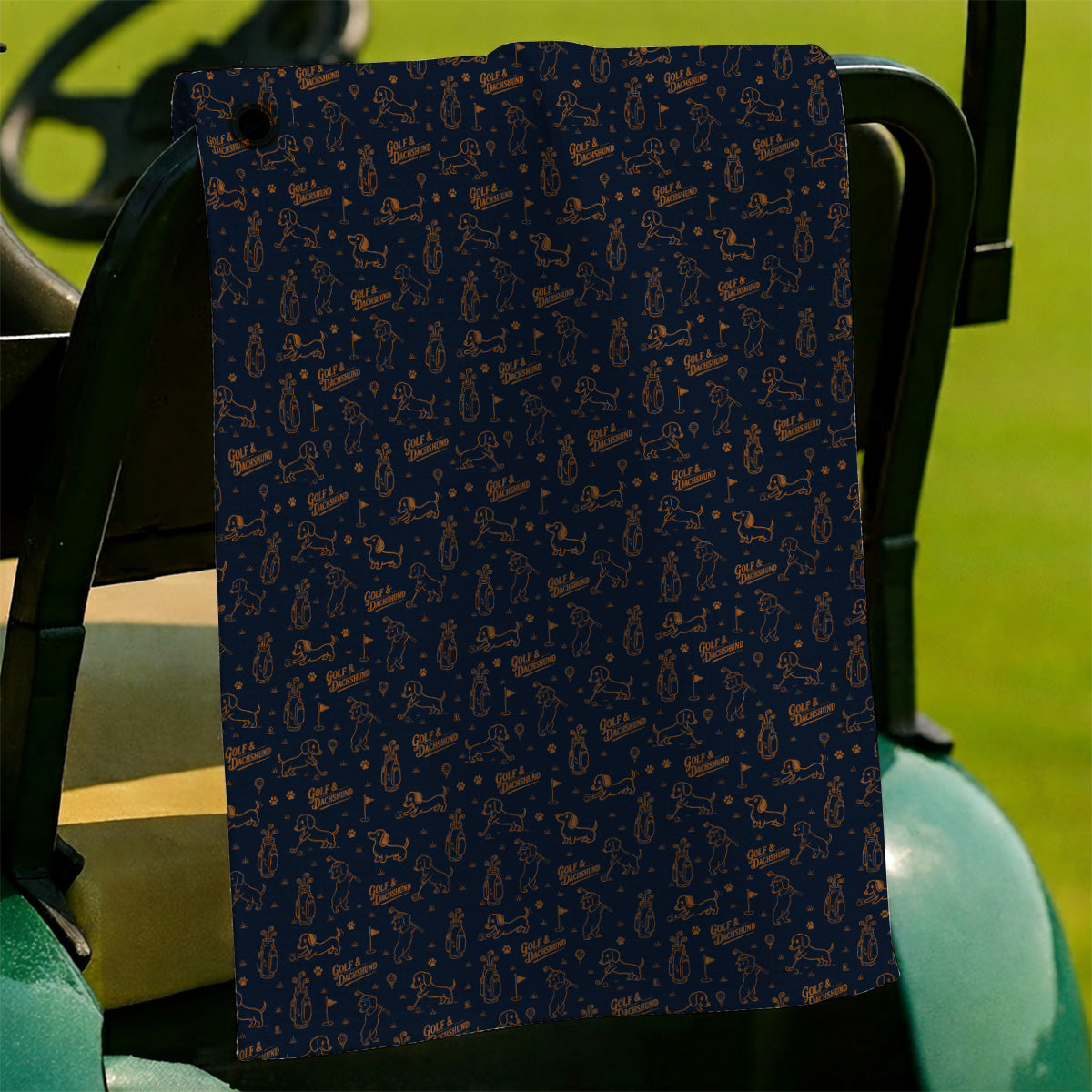 Golf & Dachshund Pattern Towels, Wiener Dog Golf Towel For Golfer, Funny Doxie Lover Gift
