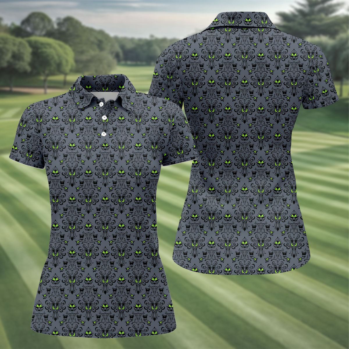 Haunted Mansion Hitchhiking Ghosts Halloween Golf Shirt, Halloween Gift Idea, Ladies Golf Shirts