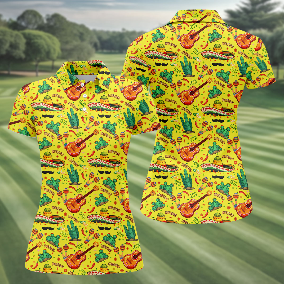 Olé Mexico Mexican Instruments Ladies Golf Tops, Cinco De Mayo Celebration Golf Shirt For Women