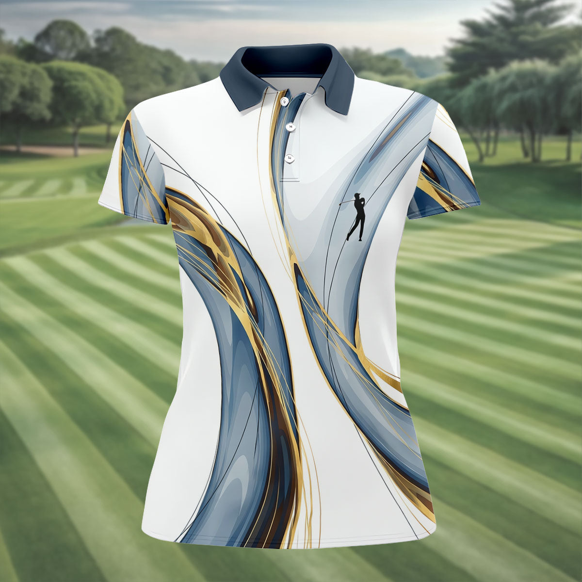Abstract Line Art Retro Golf Shirt, Ladies Golf Tops, Golf Shirt For Women, Ladies Golf Polos