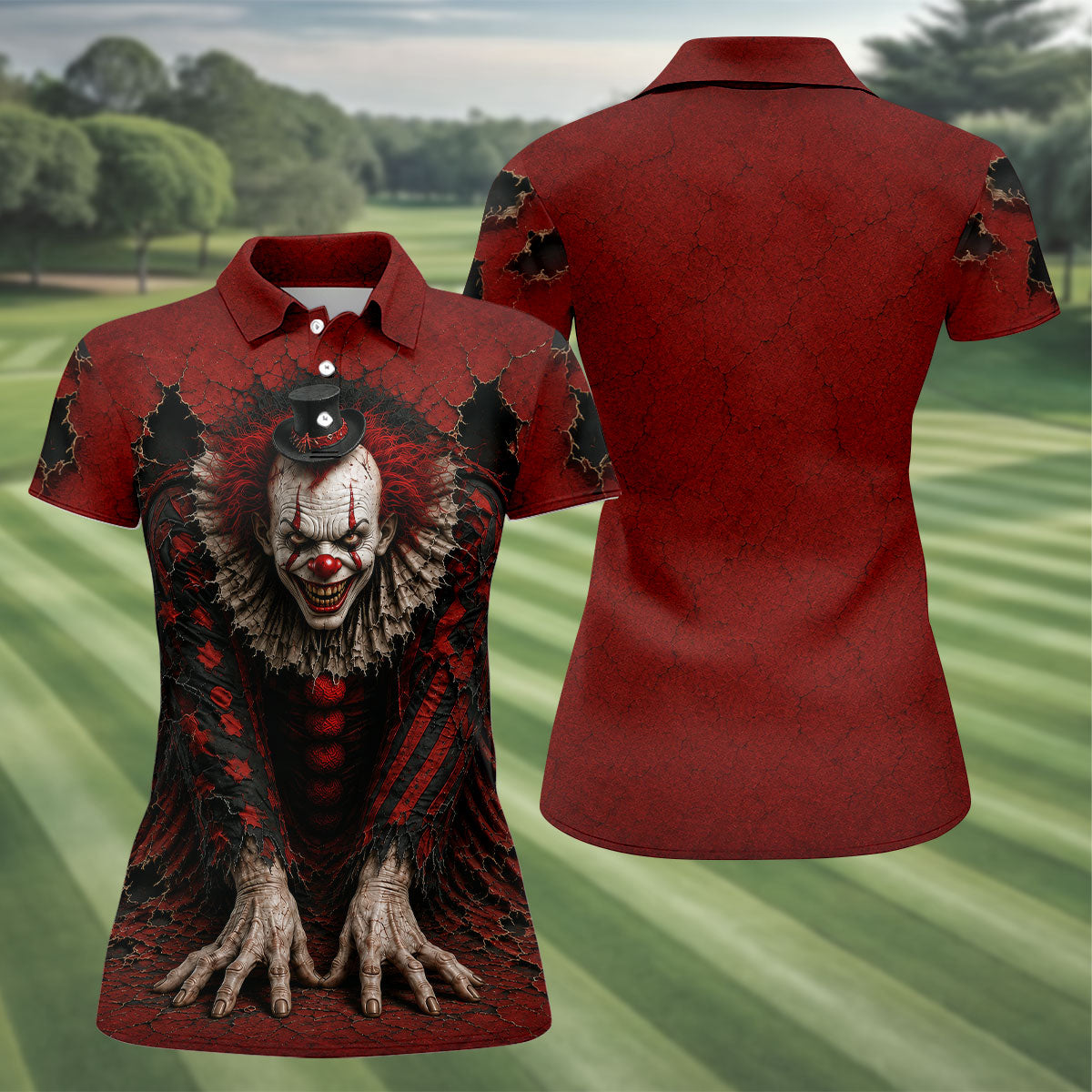 Top Hat Horror Character Halloween Golf Shirt, Women's Golf Polo, Ladies Golf Shirts