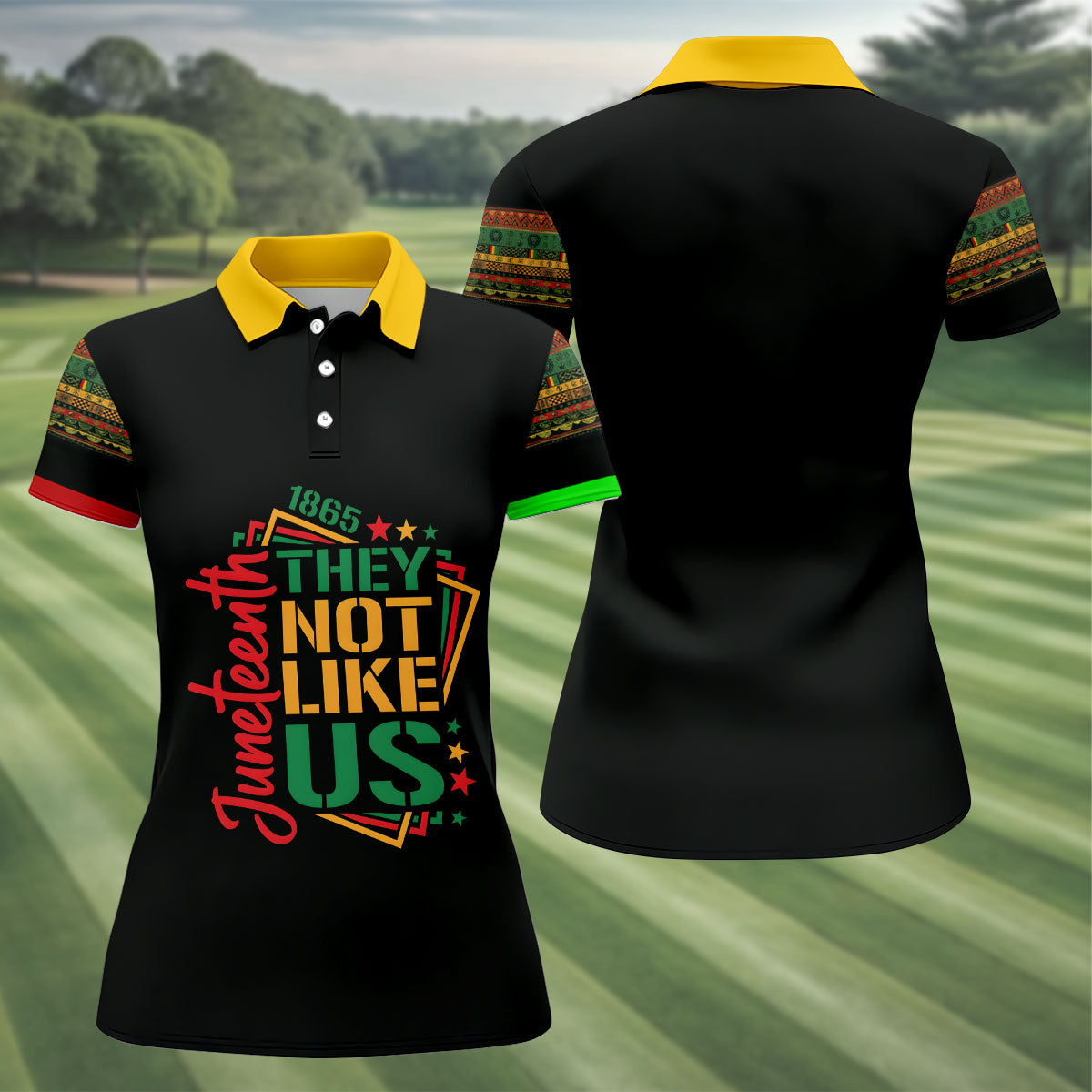 Juneteenth They Not Like Us 1865 Heritage Golf Polo Shirt, Golf Shirts For Women, Women's Golf Apparel