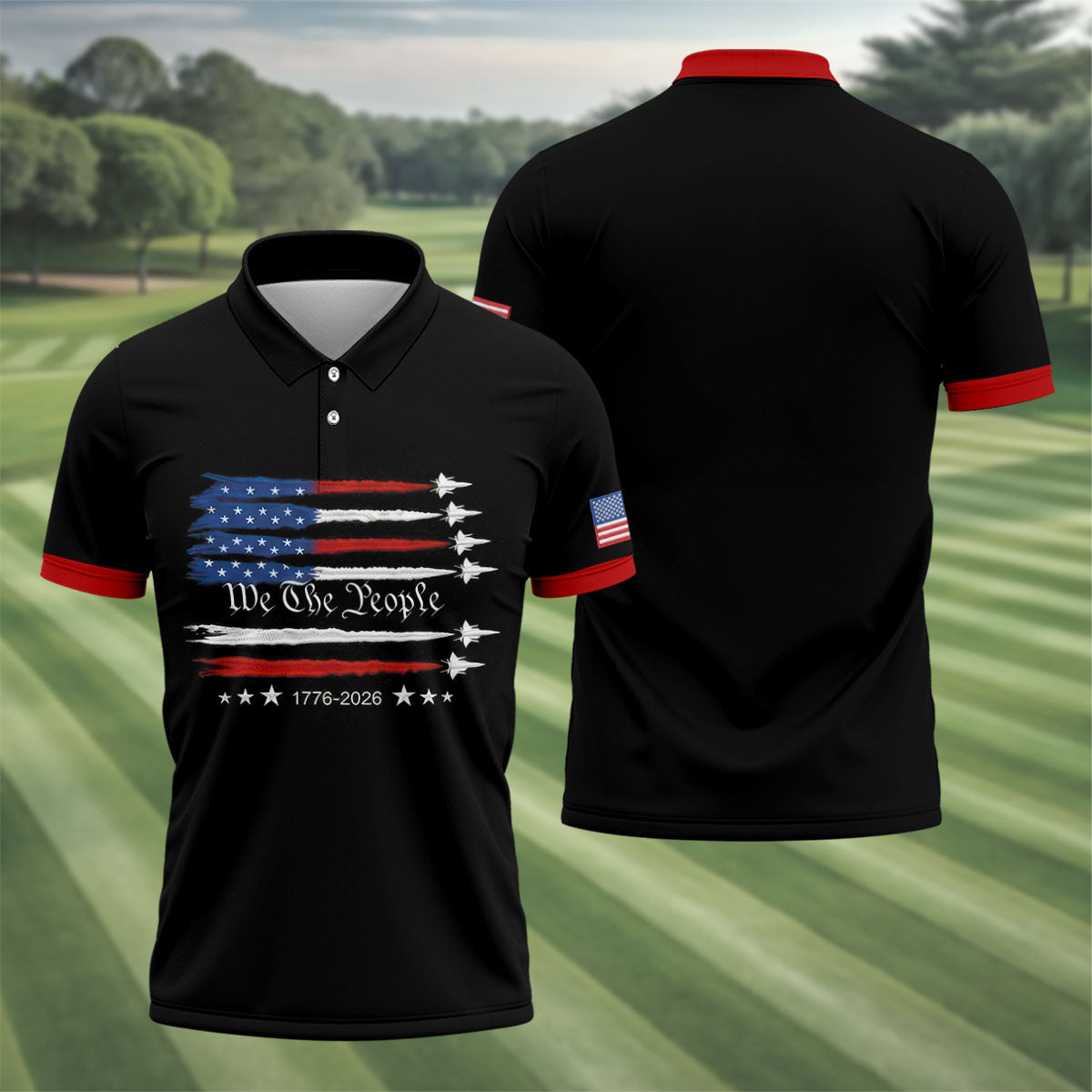 Independence Day Flag We The People Golf Shirt, Patriotic 4th Of July Golf Shirts For Men