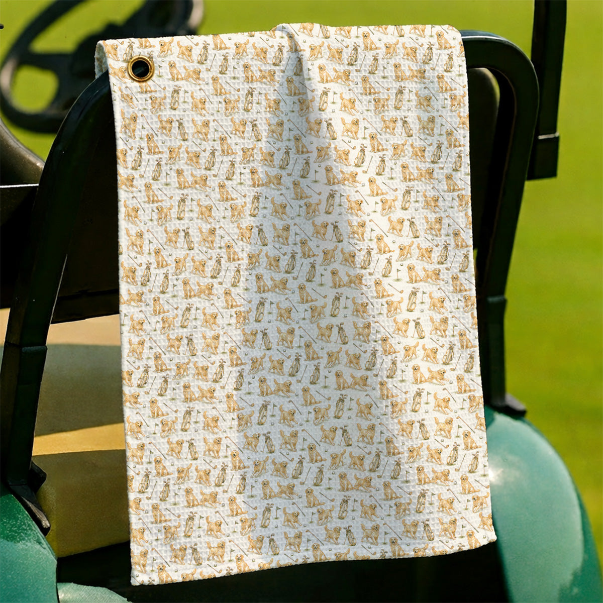 Vintage Golden Retriever Pattern Golf Towel, Golden Retriever Golf Towels, Perfect Gift For Golf Lovers