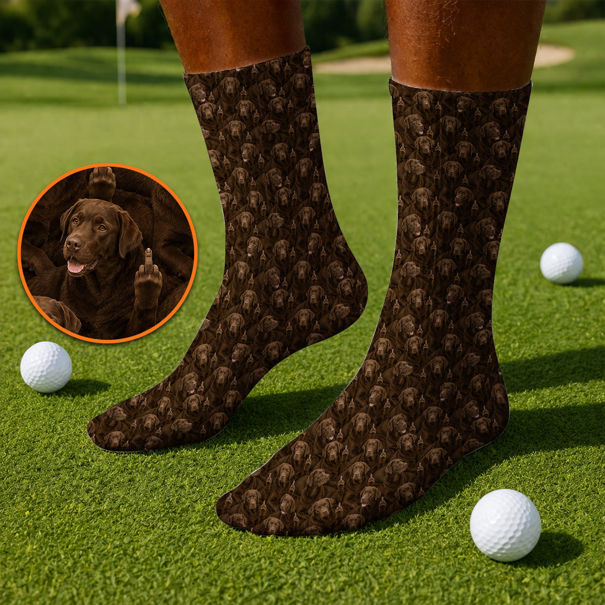 Funny Labrador Golf Crew Socks, Lab Dog Pattern Golf Sock, Crazy Golf Gift For Golfer
