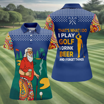 Vintage Bearded Golfer With Paisley Pants Golf Polo Shirt, Women’s Golf Polo, Golf Tops For Women
