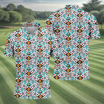 Southwestern Golf Pattern Polo Shirt, Golf Polo Shirts For Men, Mens Golf Apparel