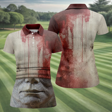 Blood Pale Mask Horror Character Halloween Polo Shirt, Women's Golf Tops, Ladies Golf Top