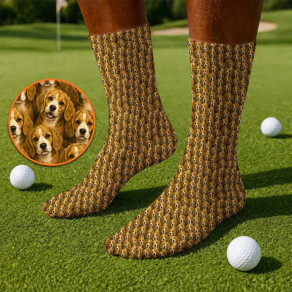 Beagle Pattern Golf Socks, Beagle Dog Golf Sock, Funny Golf Gift For Golfer