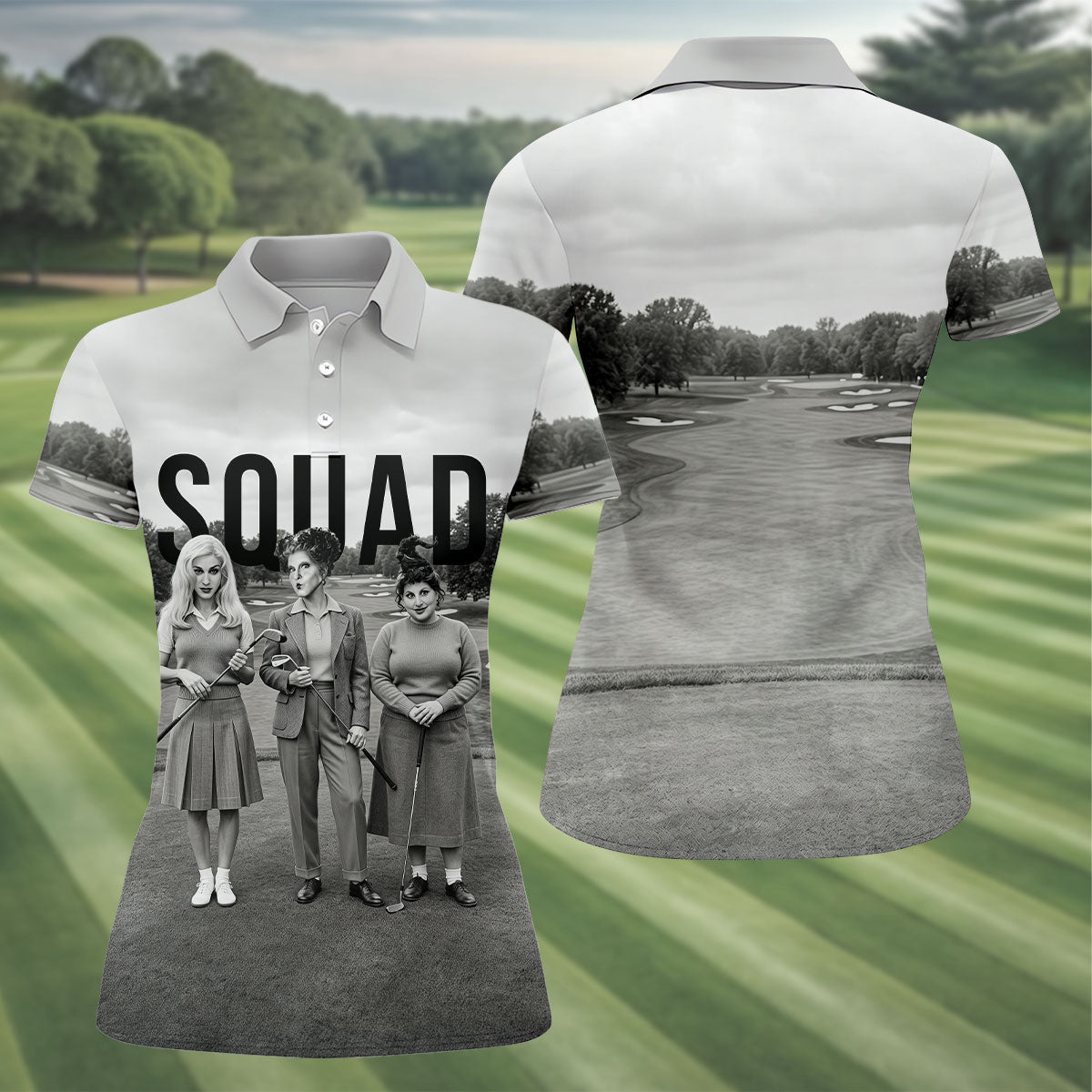 Halloween Witch Squad Golf Polo Shirt, Women's Golf Tops, Golf Polo For Women