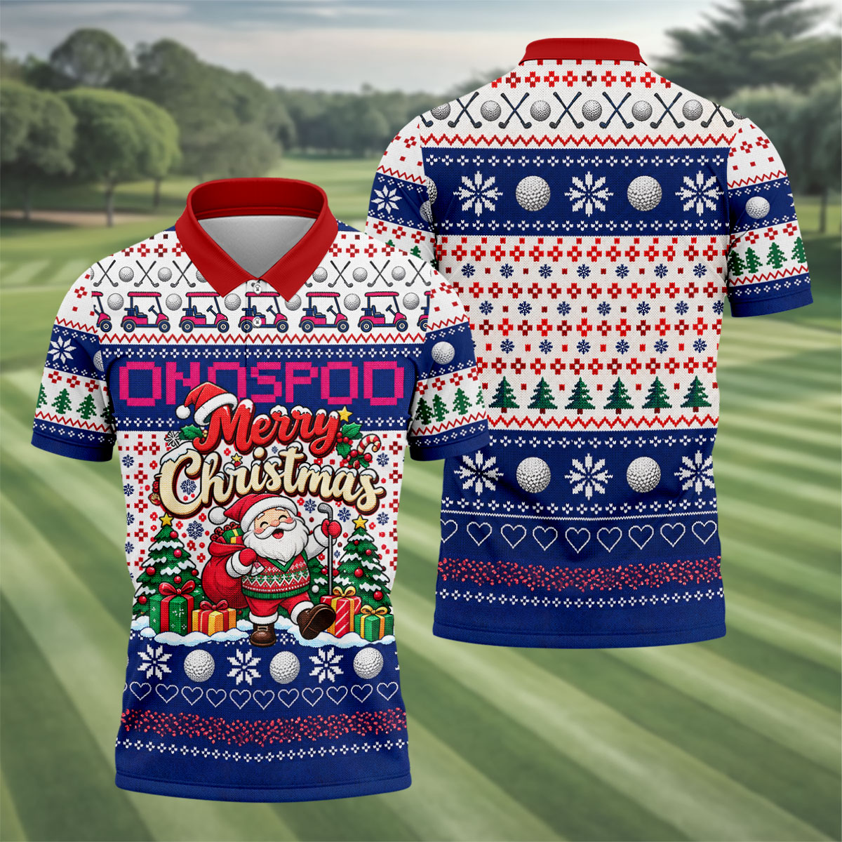 Santa Golf Balls Merry Christmas Golf Shirt, Mens Golf Polo, Golf Shirts For Men