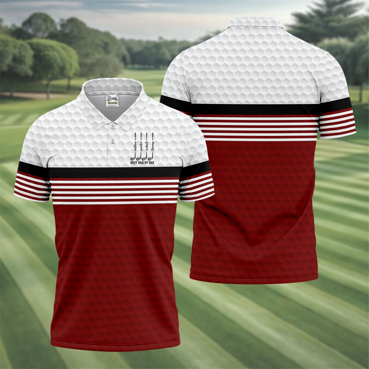 Best Dad By Par Golf Ball Pattern Father's Day Golf Shirt, Golf Gift For Dad, Polo Shirts For Men