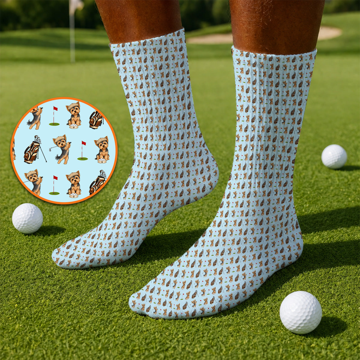 Yorkshire Terrier Golf Sock, Cute Yorkie Pattern Golf Socks, Gift for Golf Lovers