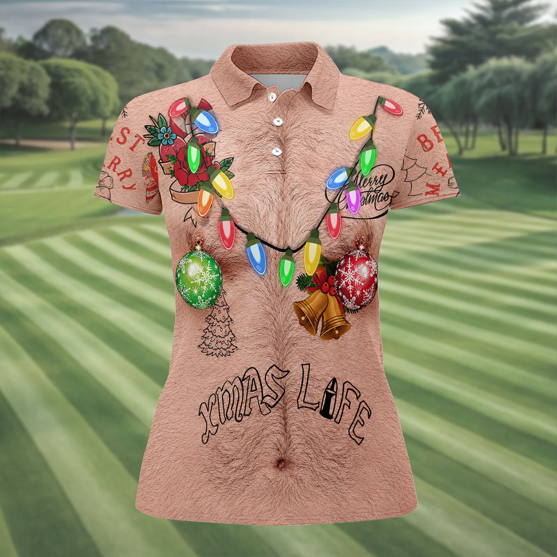 Funny Xmas Life Christmas Lights Body Golf Shirt, Christmas Shirts For Women, Christmas Golf Shirt