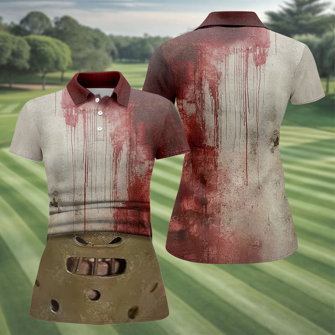Muzzle Mask Horror Character Halloween Polo Shirt, Golf Polo For Women, Ladies Golf Top