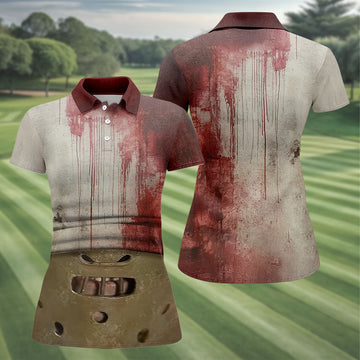 Muzzle Mask Horror Character Halloween Polo Shirt, Golf Polo For Women, Ladies Golf Top
