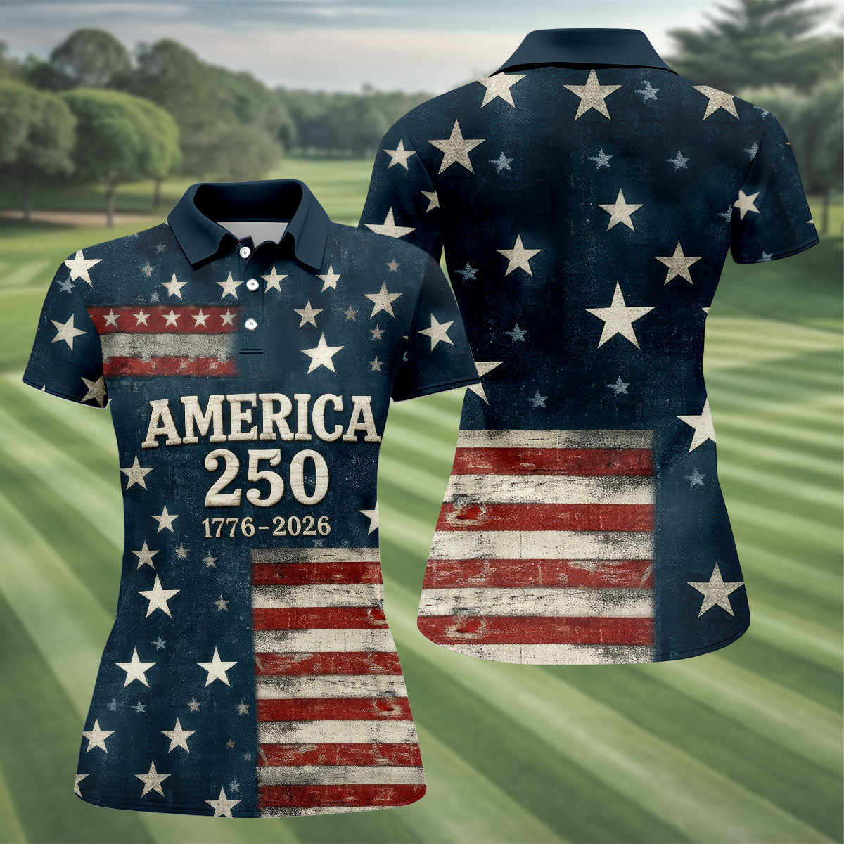 US America 250 Year Anniversary Veterans Day Golf Shirt, Patriotic 4th Of July Golf Shirt For Women