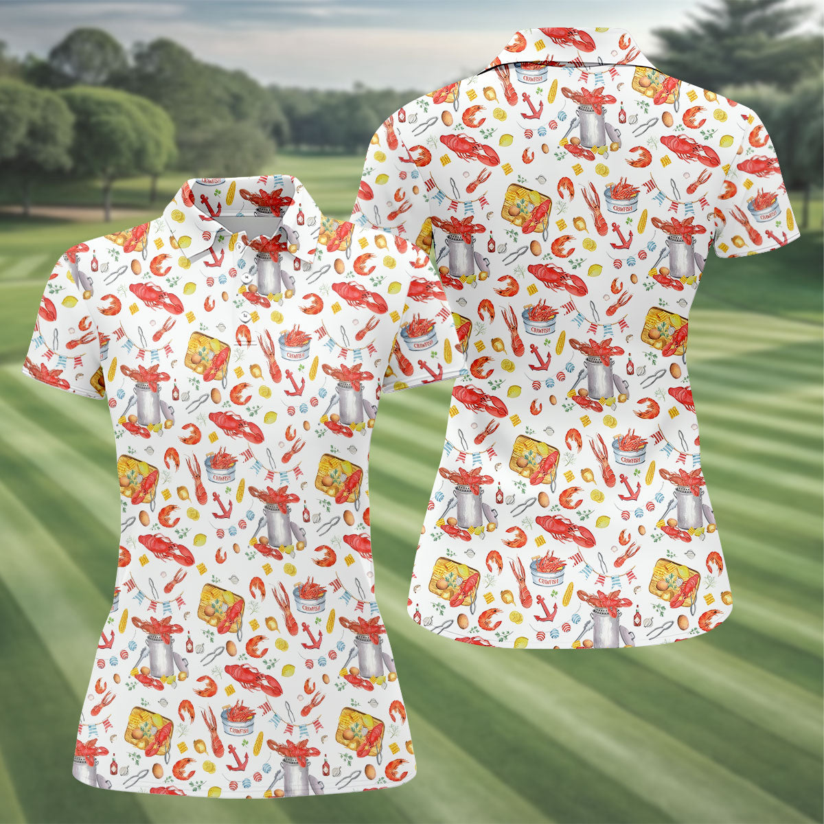 Beach Party Santa Christmas Golf Shirt, Women's Golf Tops, Printed Golf Shirt, Golf Polo For Women (Copy)