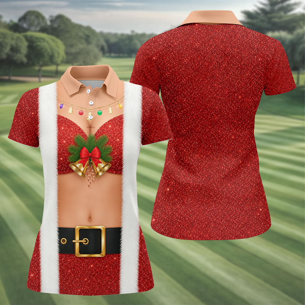 Women's Funny Mrs Claus Costume Golf Shirt, Christmas Golf Shirt, Women’s Golf Apparel