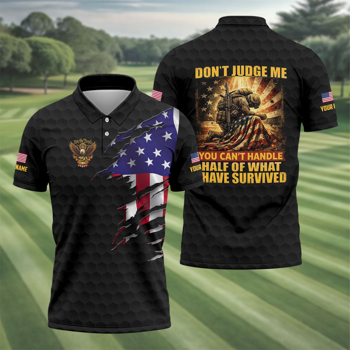 Don't Judge Me Veteran Memorial Patriotic 4th Of July Golf Shirt, 250th Anniversary Golf Shirts For Men