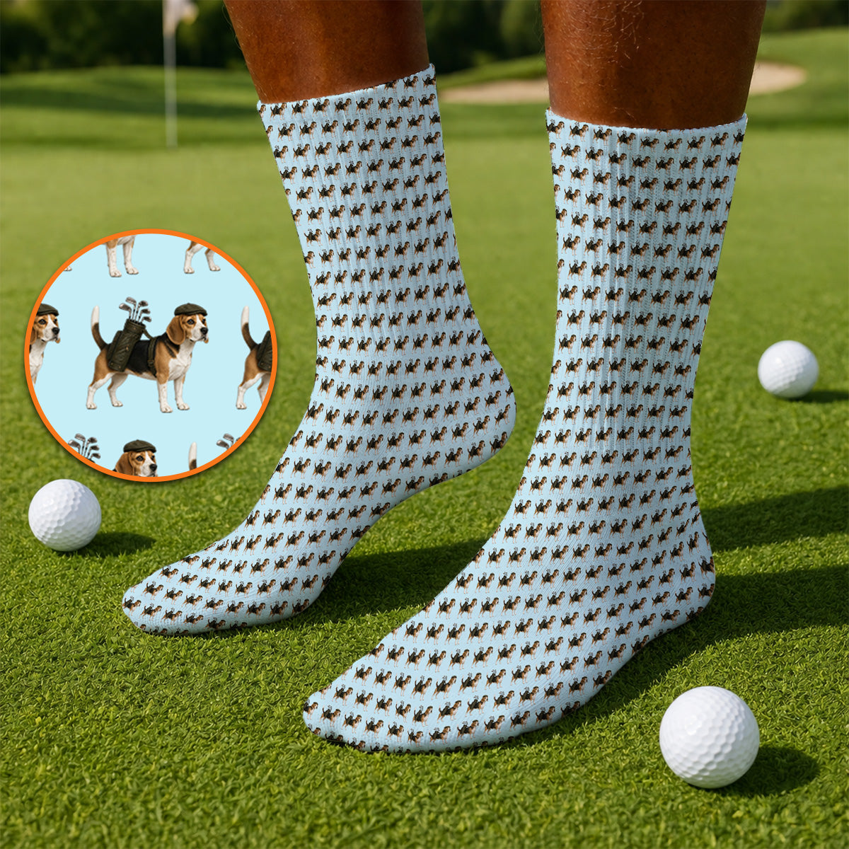 Classic Beagle Pattern Golf Socks, Beagle Dog Golf Sock, Crazy Golf Gift For Golfer