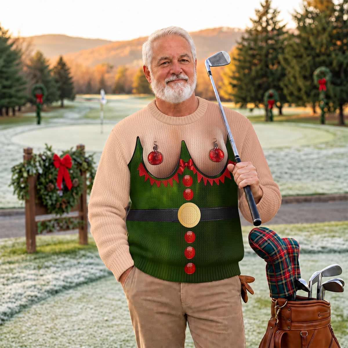 Sexy Christmas Balls Print Golf Shirt, Christmas Shirts For Men, Ugly Christmas Sweater